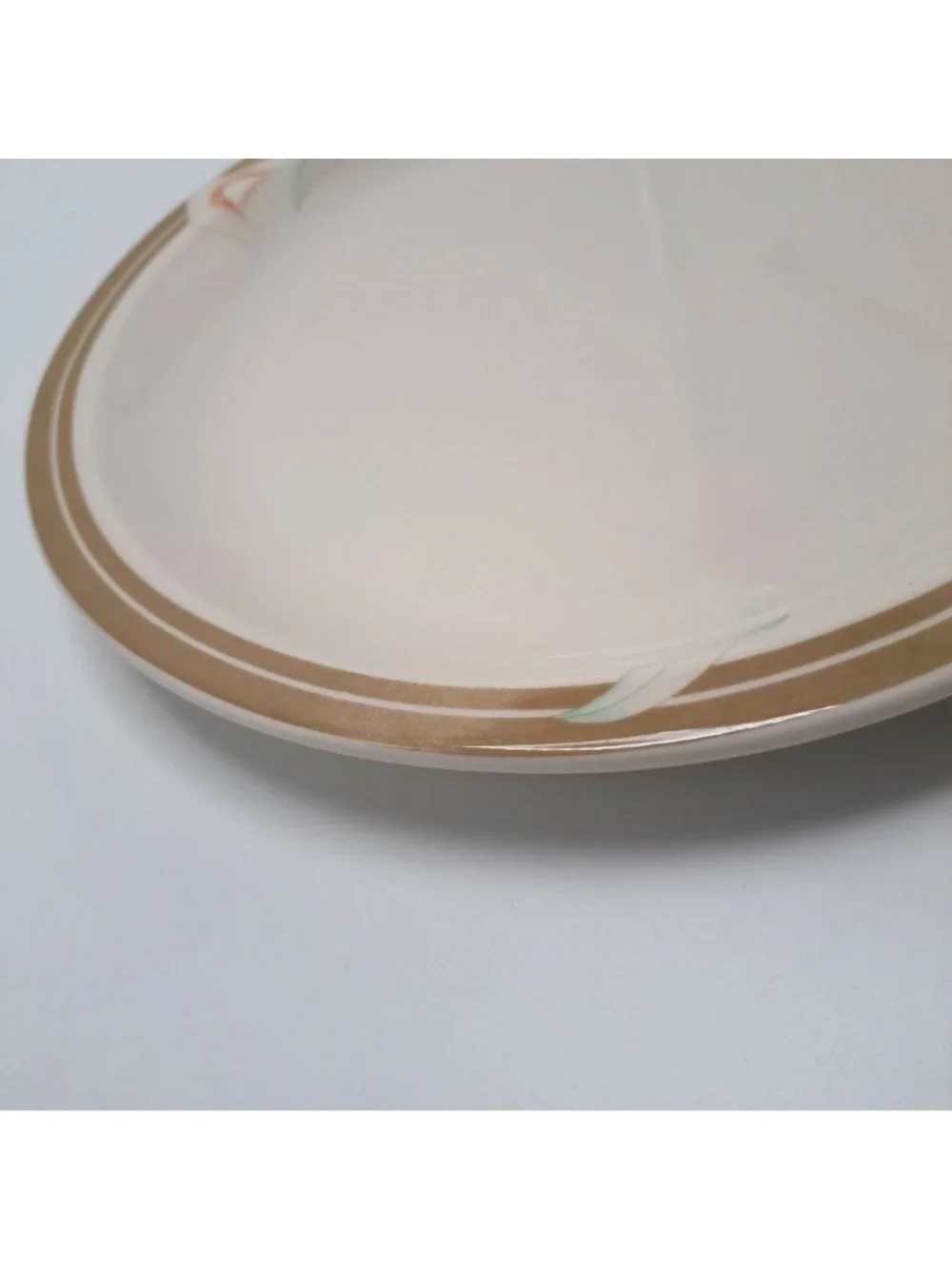 Syracuse China Calla Lily Oval Dinner Plate White Brown Floral Design 14-C